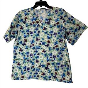 UA Scrubs Blue / Green Size Medium Womens Scrub Top